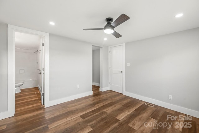 5354 Sherrills Ford Rd, Catawba, NC 28609 - unfurnished bedroom with recessed lighting, wood finished floors, baseboards, and a ceiling fan