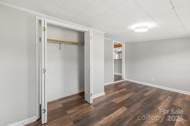 5354 Sherrills Ford Rd, Catawba, NC 28609 - unfurnished bedroom with wood finished floors, a closet, ornamental molding, and baseboards