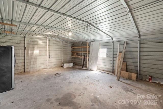 5354 Sherrills Ford Rd, Catawba, NC 28609 - garage featuring freestanding refrigerator and metal wall