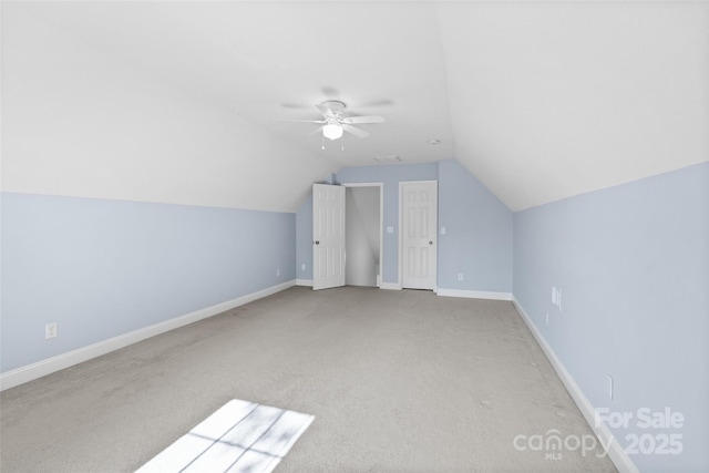 3831 Riceland Pl, Charlotte, NC 28216 - bonus room with carpet floors, lofted ceiling, and ceiling fan
