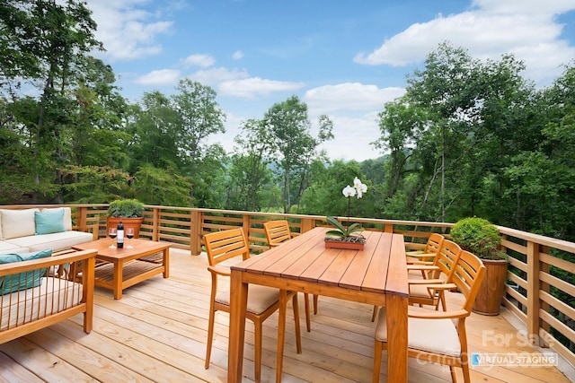 33 Windago Rd, Weaverville, NC 28787 - wooden terrace featuring an outdoor living space and outdoor dining area