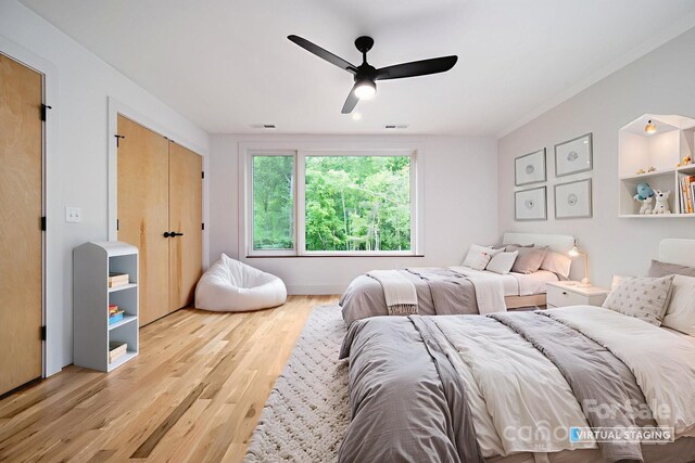 33 Windago Rd, Weaverville, NC 28787 - bedroom with wood finished floors and a ceiling fan
