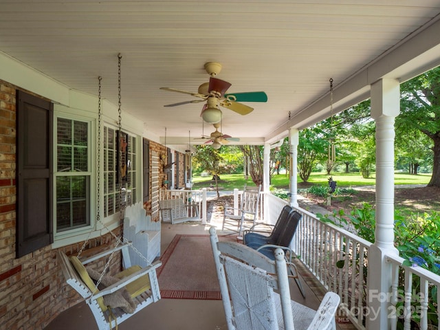409 Ridge Rd, Clover, SC 29710 - porch featuring a ceiling fan