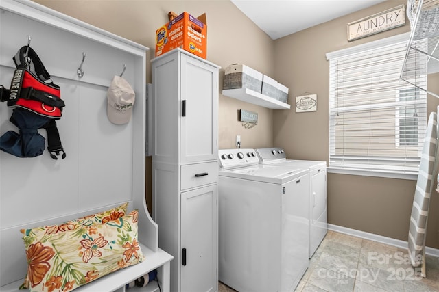 5059 Fenwick Ct, Lancaster, SC 29720 - washroom featuring independent washer and dryer and cabinet space