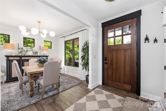 5888 Wood Duck Way, Catawba, NC 28609 - entryway featuring wood finished floors and a chandelier