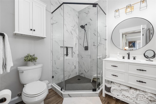 5888 Wood Duck Way, Catawba, NC 28609 - full bath featuring vanity, a marble finish shower, and wood finished floors