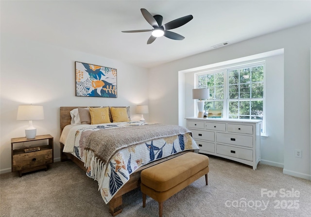 5229 Tarrywood Ln, Charlotte, NC 28205 - bedroom featuring light colored carpet, baseboards, and ceiling fan