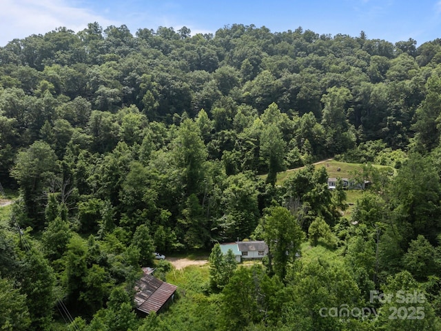 99 Bridges Cove Rd, Leicester, NC 28748 - aerial view of property and surrounding area featuring a heavily wooded area