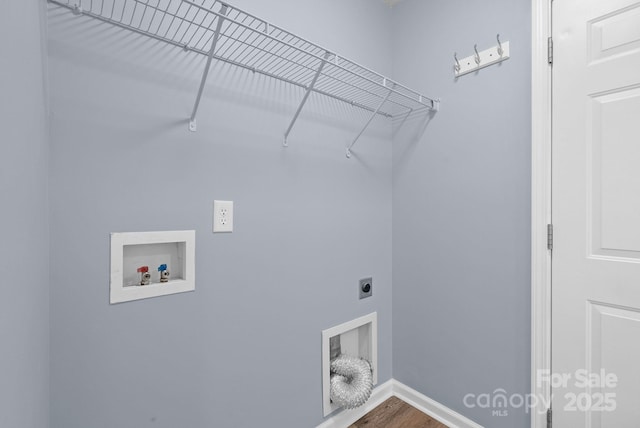 120 Alpine Ridge Dr, Asheville, NC 28803 - laundry area with electric dryer hookup, wood finished floors, and hookup for a washing machine