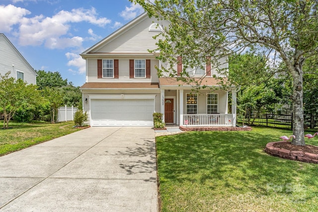 13622 Stringfellow Ln, Charlotte, NC 28278 - traditional-style home featuring a porch, a garage, and concrete driveway