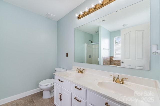 13622 Stringfellow Ln, Charlotte, NC 28278 - bathroom featuring a shower with shower door and double vanity