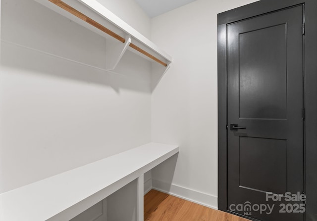 4117 Sarah Dr, Charlotte, NC 28217 - mudroom with light wood-type flooring and baseboards