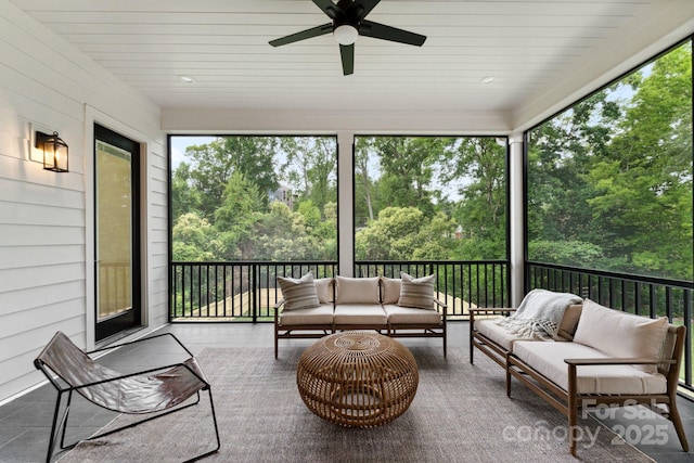 408 Ideal Way, Charlotte, NC 28203 - sunroom / solarium with outdoor lounge area, healthy amount of natural light, and a ceiling fan
