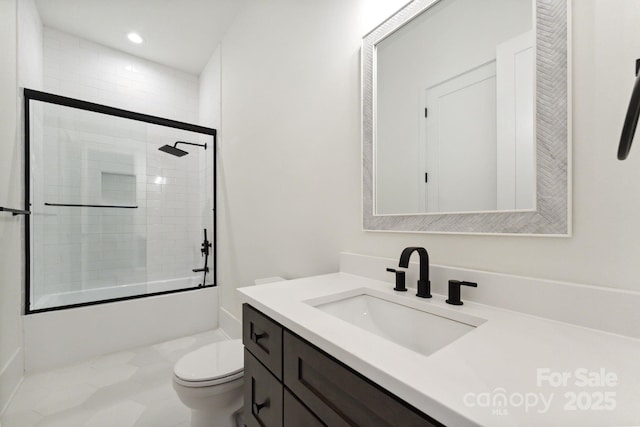 408 Ideal Way, Charlotte, NC 28203 - bathroom with vanity, bath / shower combo with glass door, and recessed lighting