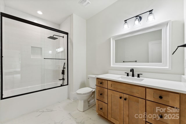408 Ideal Way, Charlotte, NC 28203 - full bath with vanity, marble finish flooring, and enclosed tub / shower combo