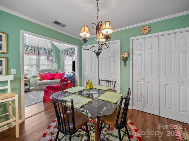 1634-B Union Rd, Gastonia, NC 28054 - dining space featuring a chandelier, dark wood-style floors, and ornamental molding
