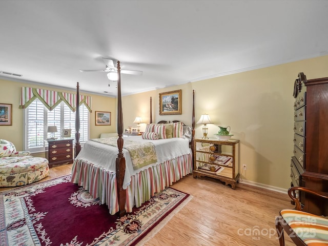 1634-B Union Rd, Gastonia, NC 28054 - bedroom featuring light wood-type flooring, ornamental molding, and a ceiling fan