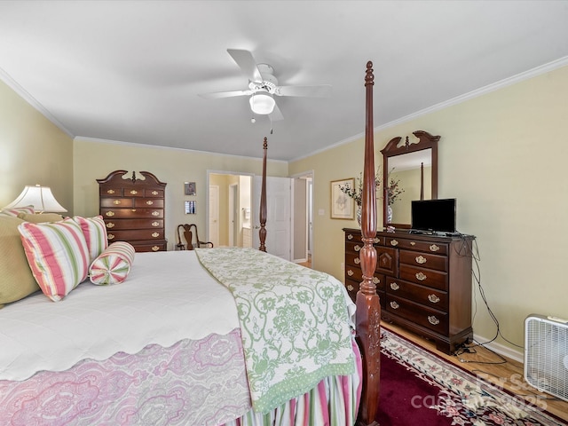 1634-B Union Rd, Gastonia, NC 28054 - bedroom with crown molding, a ceiling fan, and wood finished floors
