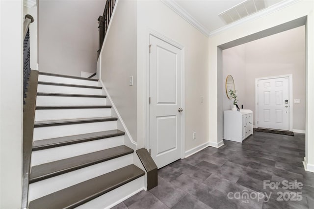 5098 Burnwald Ct, Fort Mill, SC 29715 - stairway with ornamental molding and baseboards