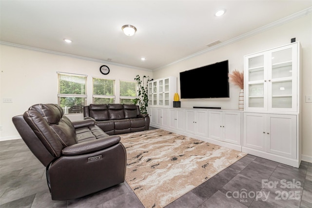 5098 Burnwald Ct, Fort Mill, SC 29715 - living room featuring crown molding and recessed lighting