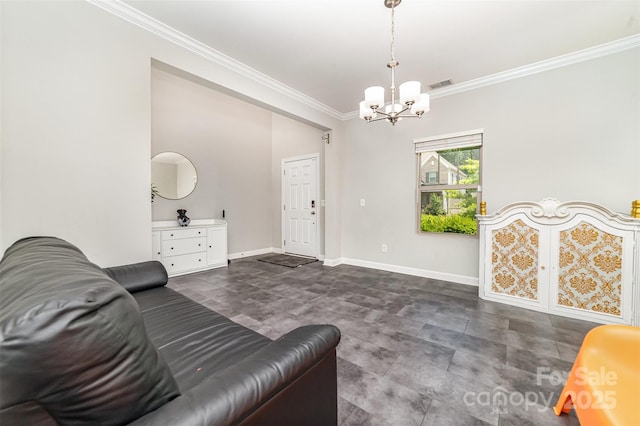 5098 Burnwald Ct, Fort Mill, SC 29715 - living area with crown molding and a chandelier
