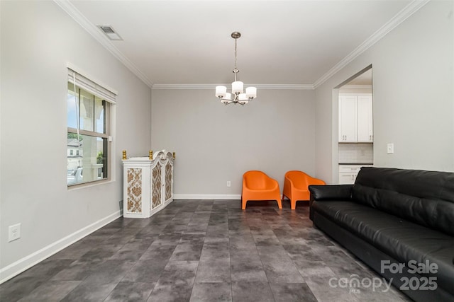 5098 Burnwald Ct, Fort Mill, SC 29715 - living room with crown molding and a chandelier