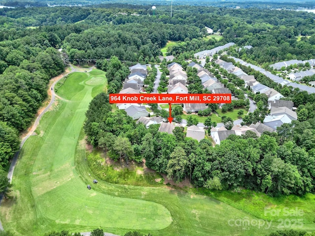 964 Knob Creek Ln, Fort Mill, SC 29708 - aerial overview of property's location with nearby suburban area and a local golf course