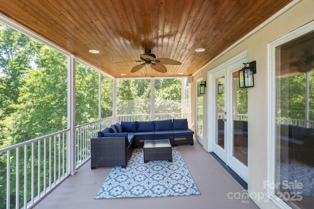 122 Long Cove Ln, Mooresville, NC 28117 - sunroom / solarium featuring an outdoor hangout area and ceiling fan