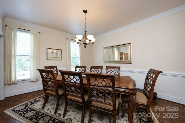 6511 Buggy Whip Ln, Waxhaw, NC 28173 - dining area with a chandelier and ornamental molding