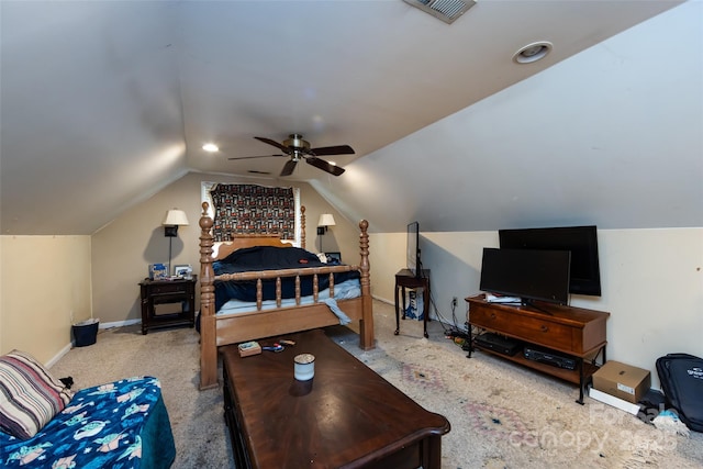 6511 Buggy Whip Ln, Waxhaw, NC 28173 - carpeted bedroom featuring vaulted ceiling and a ceiling fan