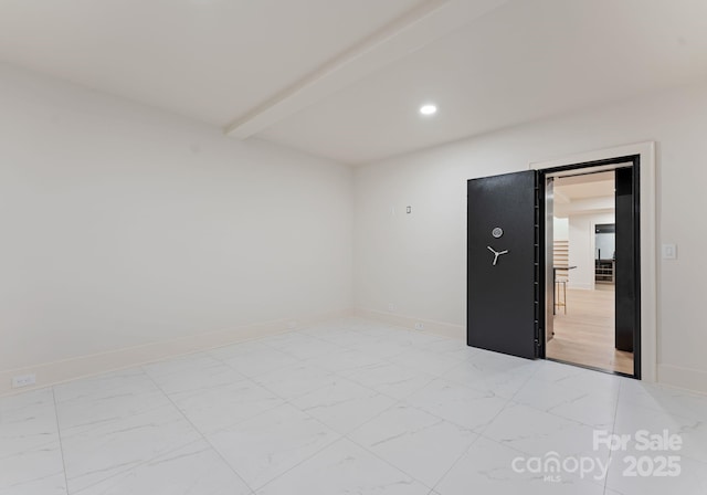 15037 June Washam Rd, Davidson, NC 28036 - spare room with light marble finish floors, beam ceiling, and recessed lighting