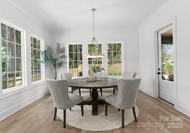 2921 Windsor Ave, Charlotte, NC 28209 - dining space featuring light wood finished floors and ornamental molding