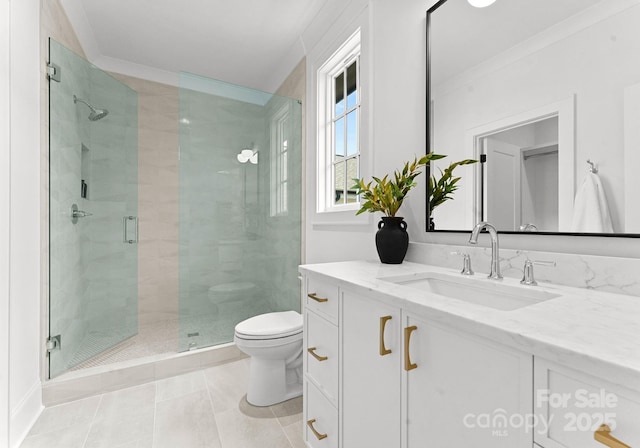 2921 Windsor Ave, Charlotte, NC 28209 - full bath with vanity, a shower stall, and tile patterned flooring