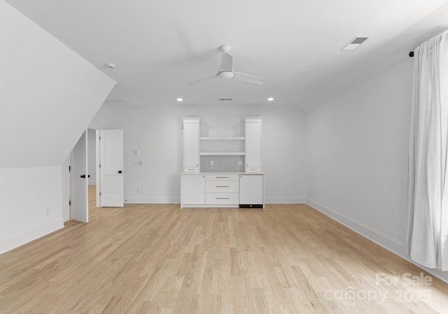 2921 Windsor Ave, Charlotte, NC 28209 - bonus room with a ceiling fan, light wood-type flooring, and recessed lighting