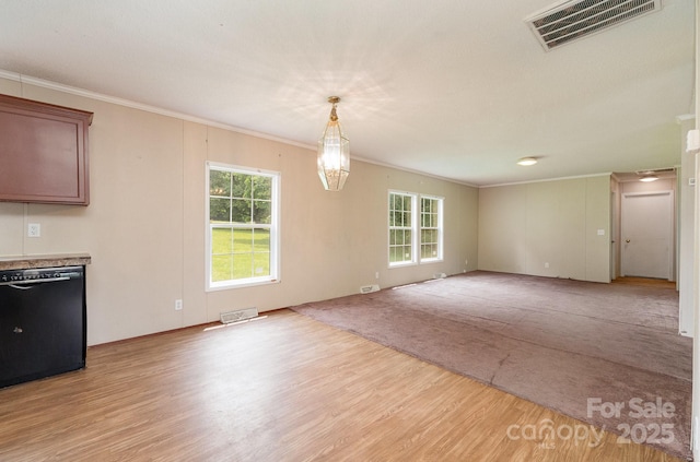 828 Carver St Unit 17-19, Shelby, NC 28152 - unfurnished living room with ornamental molding and light wood-style flooring