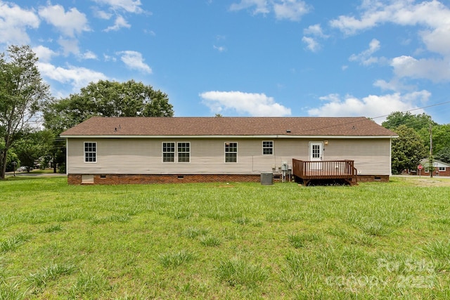828 Carver St Unit 17-19, Shelby, NC 28152 - rear view of house featuring crawl space, a wooden deck, and a yard