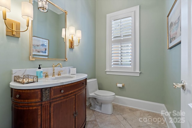2954 Reynolds Sq, Winston Salem, NC 27106 - half bath with vanity, toilet, baseboards, and tile patterned floors