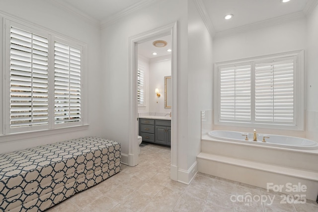 2954 Reynolds Sq, Winston Salem, NC 27106 - full bath featuring vanity, a bath, tile patterned flooring, toilet, and recessed lighting
