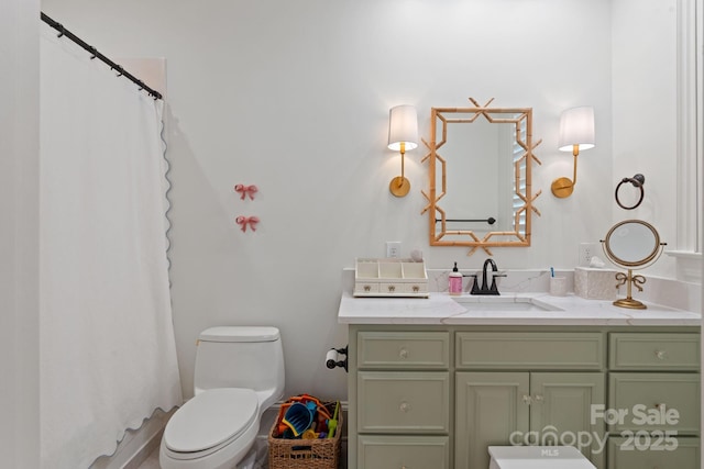 2954 Reynolds Sq, Winston Salem, NC 27106 - bathroom with vanity, toilet, and curtained shower