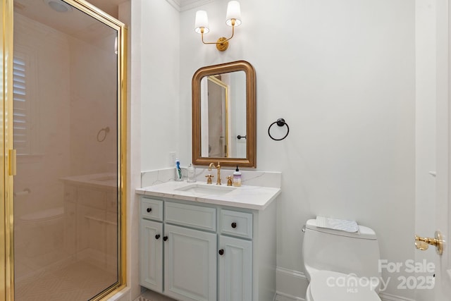 2954 Reynolds Sq, Winston Salem, NC 27106 - bathroom featuring toilet, a shower stall, and vanity