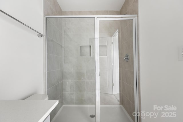 15034 Scoter St, Charlotte, NC 28262 - bathroom with a shower stall and vanity