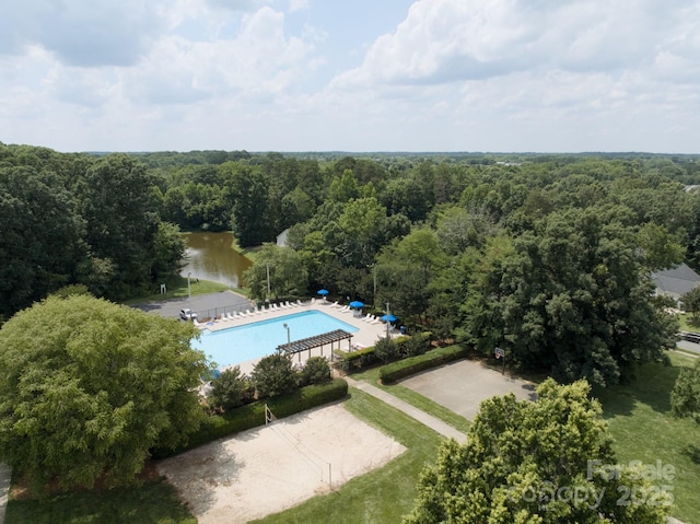 1003 Snake River Ct, Monroe, NC 28110 - drone / aerial view of a pool area and a large body of water