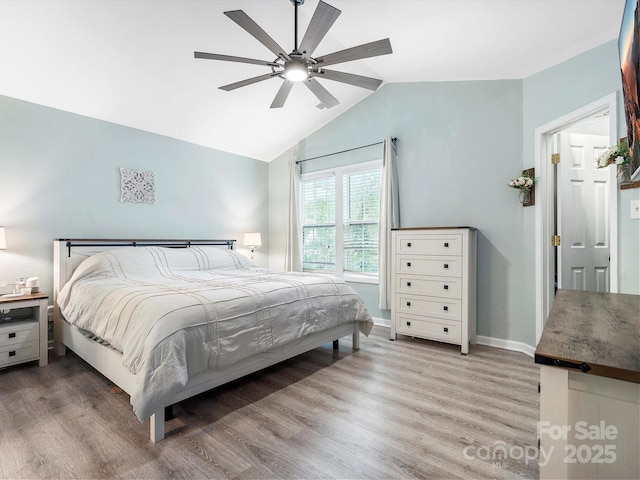 1003 Snake River Ct, Monroe, NC 28110 - bedroom with vaulted ceiling, wood finished floors, and a ceiling fan