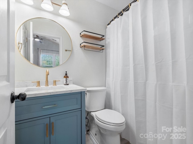 1003 Snake River Ct, Monroe, NC 28110 - bathroom featuring vanity and a ceiling fan
