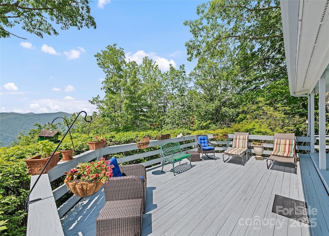 724 Pless Underwood Rd, Maggie Valley, NC 28751 - wooden deck featuring a mountain view