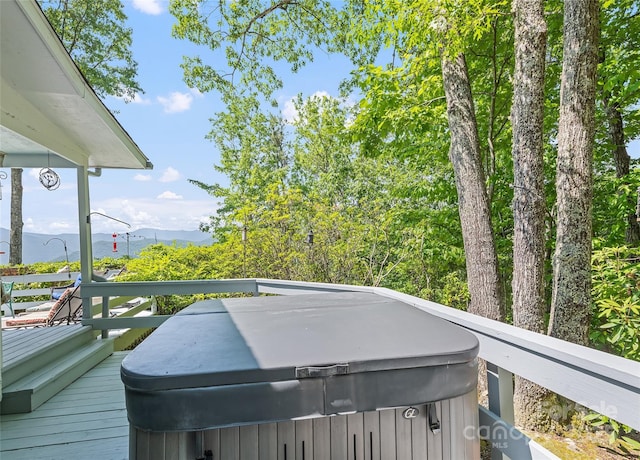 724 Pless Underwood Rd, Maggie Valley, NC 28751 - wooden deck featuring a hot tub