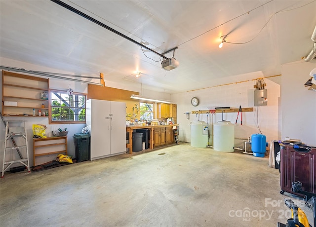 724 Pless Underwood Rd, Maggie Valley, NC 28751 - garage with a garage door opener, a workshop area, and electric panel