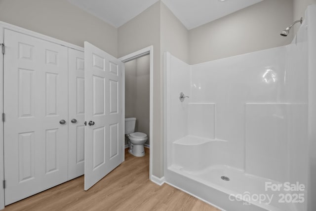 130 Aurora Blvd, Matthews, NC 28105 - bathroom with wood finished floors and a shower