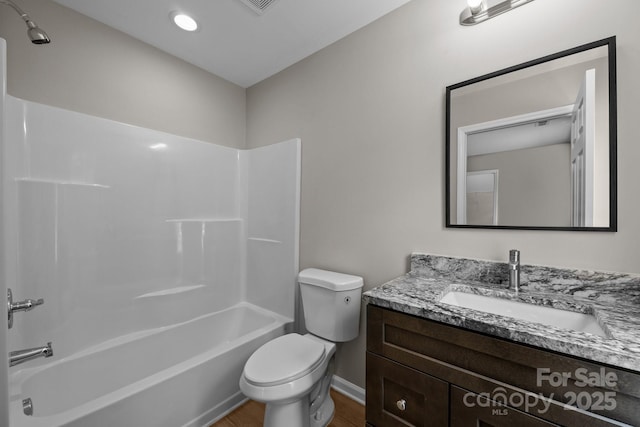130 Aurora Blvd, Matthews, NC 28105 - full bathroom with vanity, wood finished floors, and shower / washtub combination