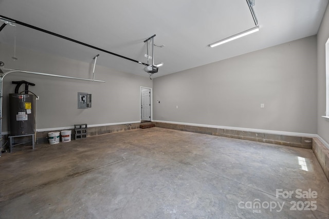 130 Aurora Blvd, Matthews, NC 28105 - garage featuring electric panel, electric water heater, and a garage door opener